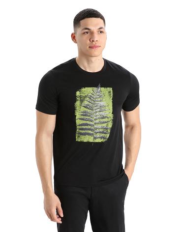 Icebreaker Merino Tech Lite II Lyhyt Sleeve Fern Imprint Miesten T Paidat Mustat | FI 1189VRWD